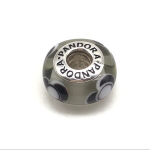 Pandora Gray Floral Murano Glass Charm
